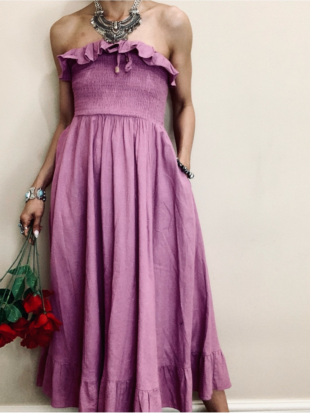 Brand new free people linen maxi dress size M - Picture 6 of 11